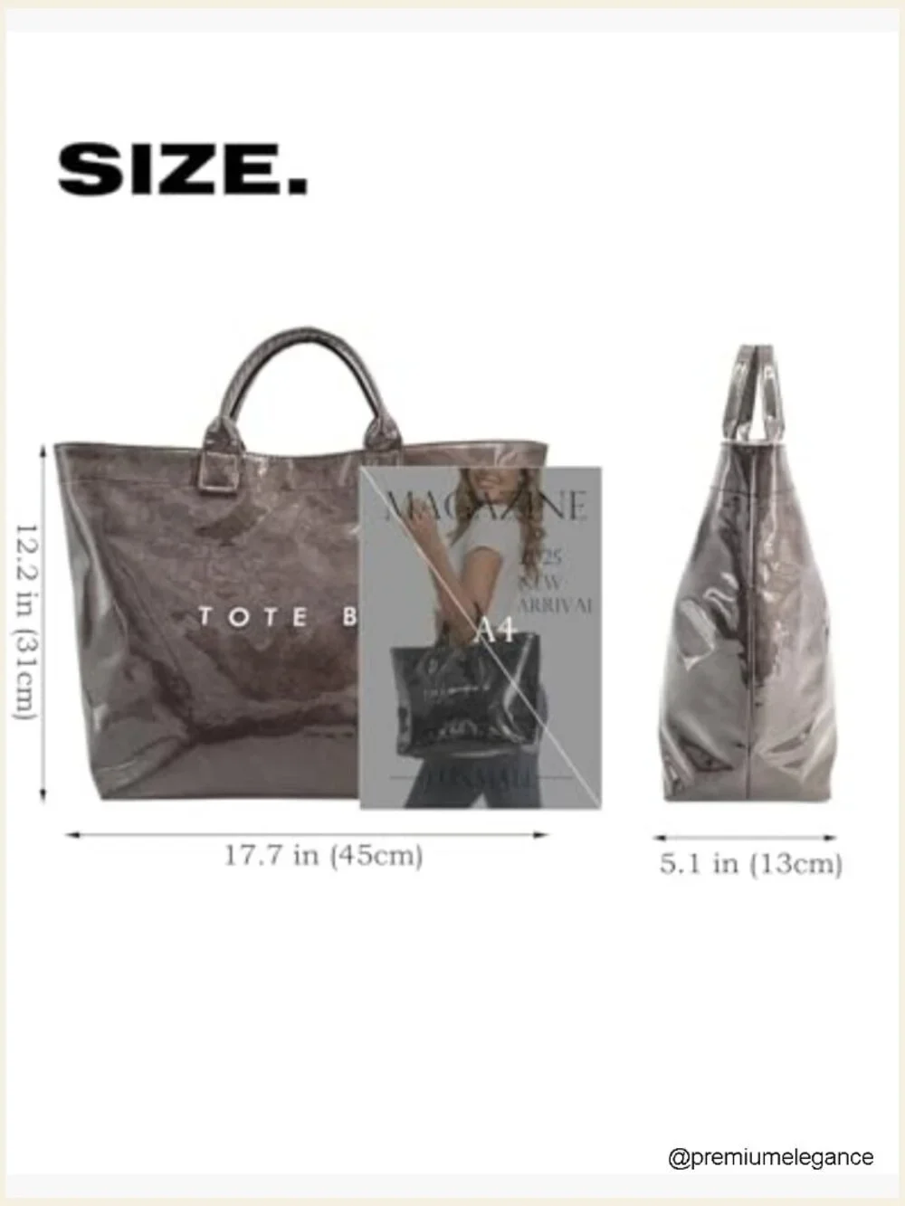 PVC Tote Bag for Women Large Kraft Paper Print Hobo Handbags
